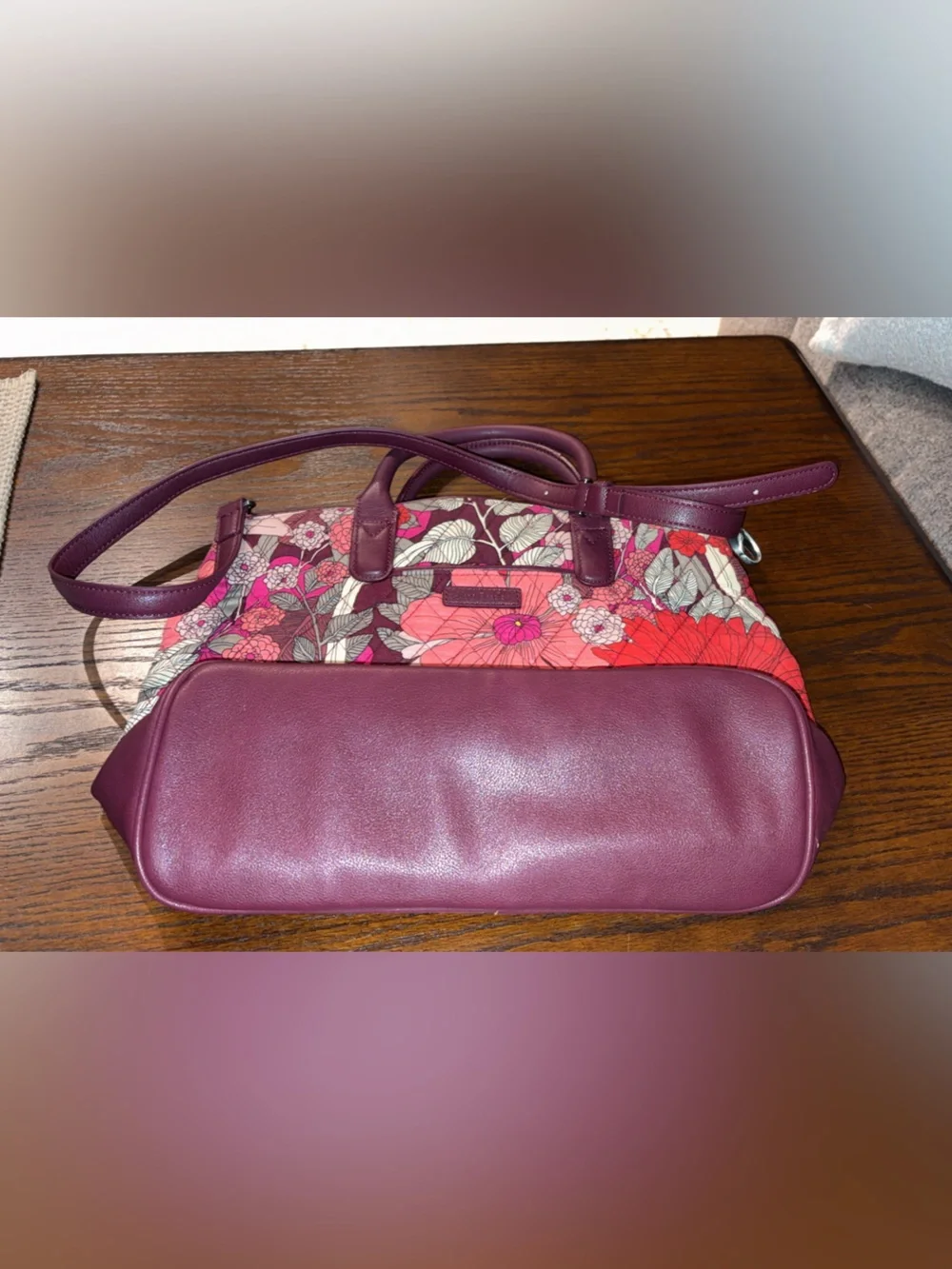Vera Bradley Floral Quilted Tote in Pink and Burgundy